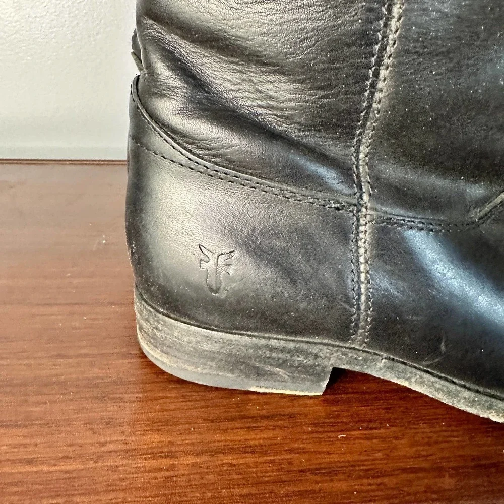 Frye Melissa Button Pull On Black Riding Boots Size 6B - Picture 5 of 13